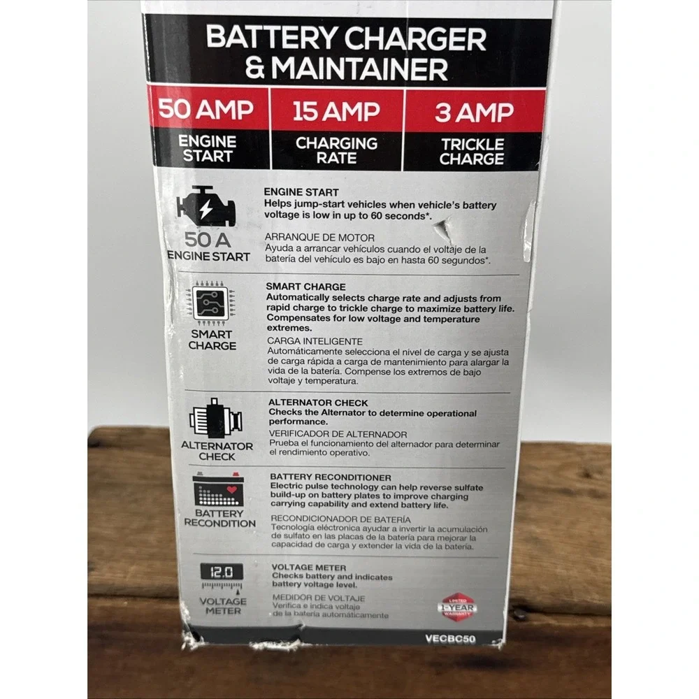 VECTOR VECBC50 12V 50/15/3 Amp Lithium / Lead Acid Battery Charger/Maintainer
